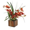 Large Rust Orchid in Copper & Black Lacquer Box