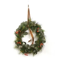 Laurel Leaf Wreath Mixed with Pine and Berries