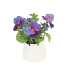 Lavender Blue Pansie in White Planter