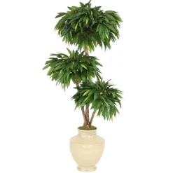 6' Layered Mango Tree in Shellish Sand Earthenware Vase