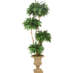 8' Layered Mango Tree in Tan Resin Classic Urn