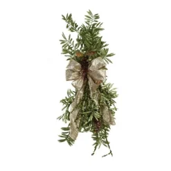 Metallic Green Swag w Gold Ribbon (Set of 2)