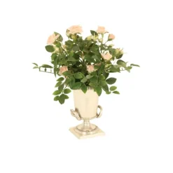 Mini Light Pink Roses in Small Silver Urn