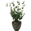 Mixed Greenery and Berries in Aged Black Vase