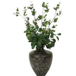 Mixed Greenery and Berries in Aged Black Vase