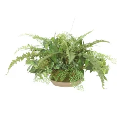 Mixed Greenery in Tan Saucer