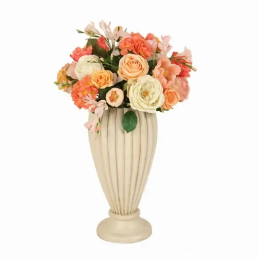 Mixed Rose Arrangement with Freesia and Poppies in Tapered Vase