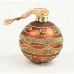 80Mm Beaded Glass Ball Ornament Rusty Bronze  (Sold in Multiples of 24)