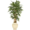 7' Natural Bamboo Tree in Shellish Sand Earthenware Planter