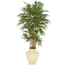 7' Natural Bamboo Tree in Shellish Sand Earthenware Planter
