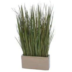 Natural Grass Blades in Rectangle Mocha Planter