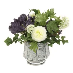 Navy and White Garden Mix in Blue and White Planter