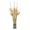 Orange Heliconia and Rattan in Rectangular Glass