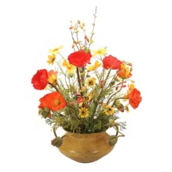 Orange Poppies with Wildflowers in a Water Planter