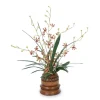 Orchid Foliage in Brown Wooden Vase