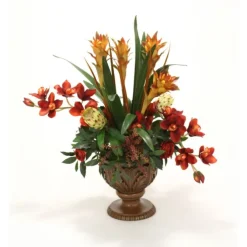Orchids, Berries, Ranunculus, Protea in Acanthus Leaf Compote