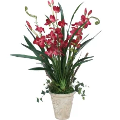 Orchids in Garden Embossed Pot