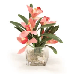 Orchids with Foliage in Glass