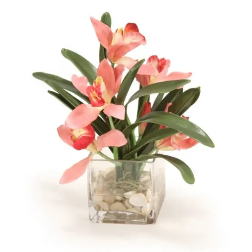 Orchids with Foliage in Glass