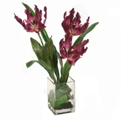 Parrot Tulips in Glass Vase