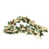 Pine Garland Decorated with Cream Berries Pine Cones and Tan Burlap Ribbon