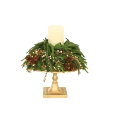 Pine, Gold Spray and Pine Cones on Gold Cake Plate