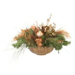 Pine Mixed with Bronze Accents in Round Planter
