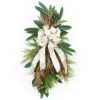 Pine Swag with Bronze Fern and Ivory Ribbon
