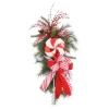 Pine Swag with Pine Cones and Red White Peppermint with Red Velvet Ribbon