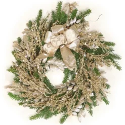 Pine Wreath with Champagne Accents
