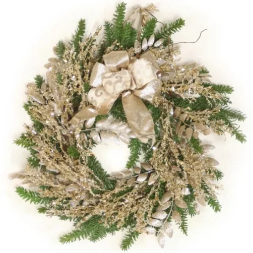 Pine Wreath with Champagne Accents
