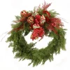 Pine Wreath with Red and Green Ornaments