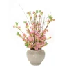 Pink Pear Blossom in White Crackle Pot