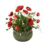 Poppies with Grass and Apple Blossomes, Mini Ranunculas and Ivy in Green Planter