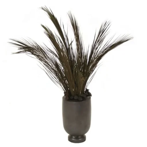 Preserved Robellini Palms In Wooden Vase