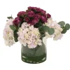 Purple Ranuncules with Lavender Hydreangeas in Glass