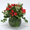 Red Anemone Arrangement in Green Planter