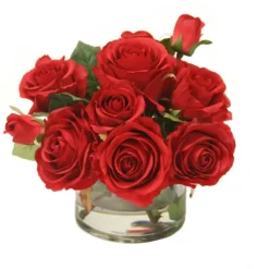 Red Roses in Glass Cylinder