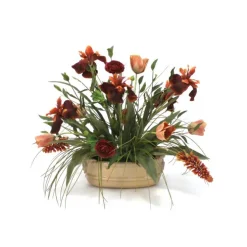 Rich Fall Tones in Tan Ceramic Planter