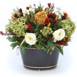 Rose and Hydrangea with Mixed Flowers in Tole Planter