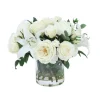 Roses and Casablanca Lilies in Glass Cylinder