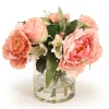 Roses and Peonies with Crown Imperial in Round Glass