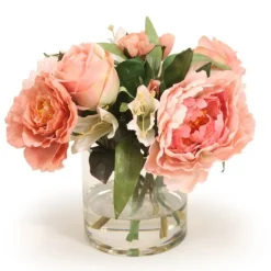 Roses and Peonies with Crown Imperial in Round Glass