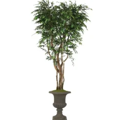 8' Ruscus Tree in Rust Fiberglass Classic Urn