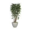 6" Ruscus Tree in Vertical Ridge Light Grey