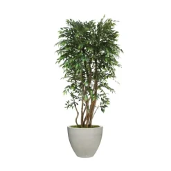 6" Ruscus Tree in Vertical Ridge Light Grey