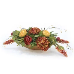 Rust and Gold Mixed Flowers in Gold Container