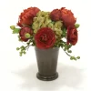 Rust Ranunculus with Spice Peony and Hydrangea in Bronze Mint Julep