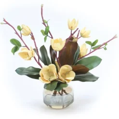 Saucer Magnolia in Smoke Amber Glass