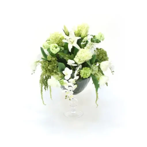 Shades of Green and White in Crysta Pedestal Vase